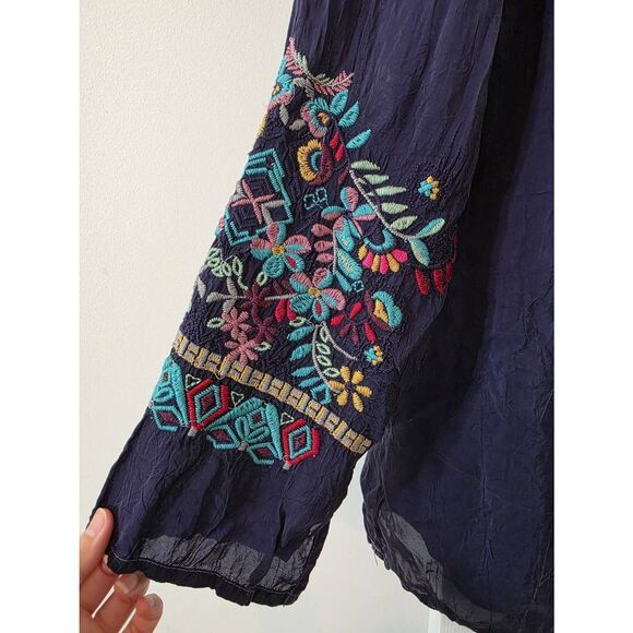 Johnny Was Sheesoh embroidered blouse in blue Sz XL - Picture 2 of 8